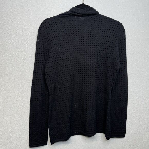 Neiman Marcus The Cashmere Collection Womens Turtle Neck Black Blouse M - Picture 4 of 4
